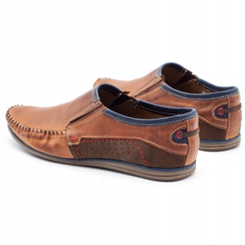 KOMODO Scarpe da uomo in pelle 847 marrone blu navy 5