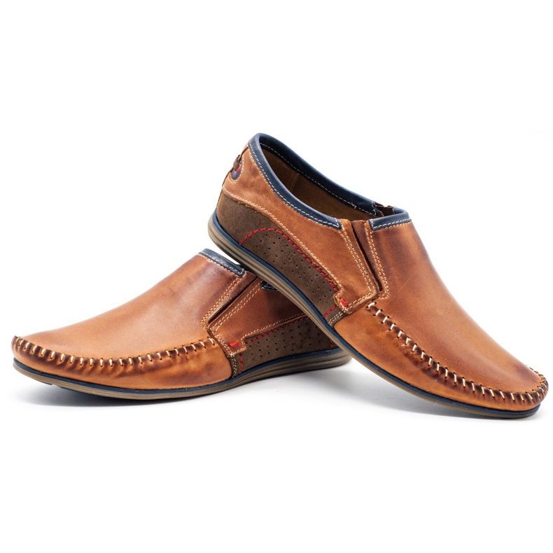 KOMODO Scarpe da uomo in pelle 847 marrone blu navy 4