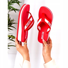 Infradito da donna sulla zeppa Big Star HH274A095 Red bianca rosso 1
