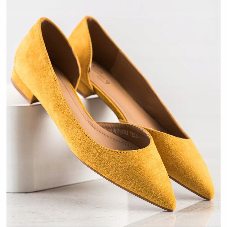 Lovery Ballerine scamosciate con cut-out giallo 1