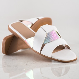 SHELOVET Pantofole con inserto olografico bianco 1