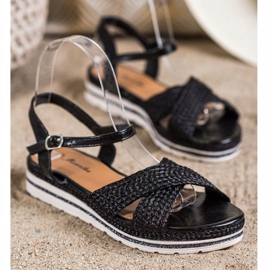 Mannika Sandali neri sulla piattaforma nero 1