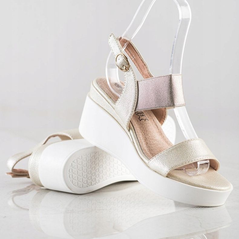 Weide Sandali alla moda dorati d'oro 1