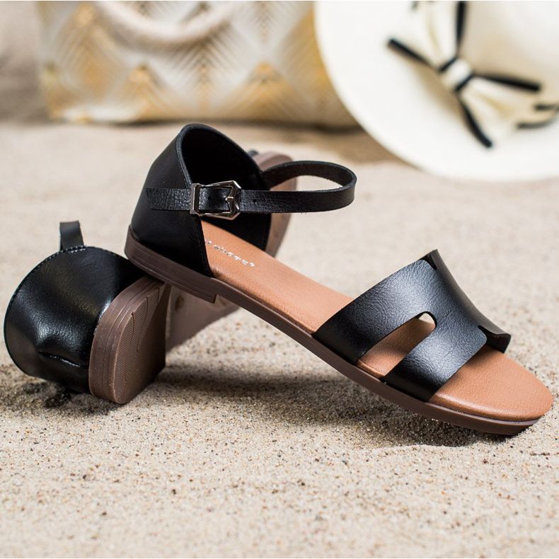 Ideal Shoes Sandali Classici In Ecopelle nero 1