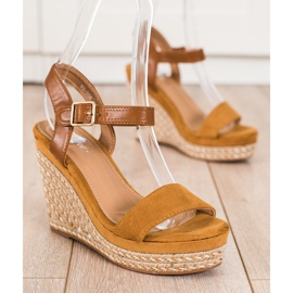 SHELOVET Espadrillas su sandali con zeppa marrone 1