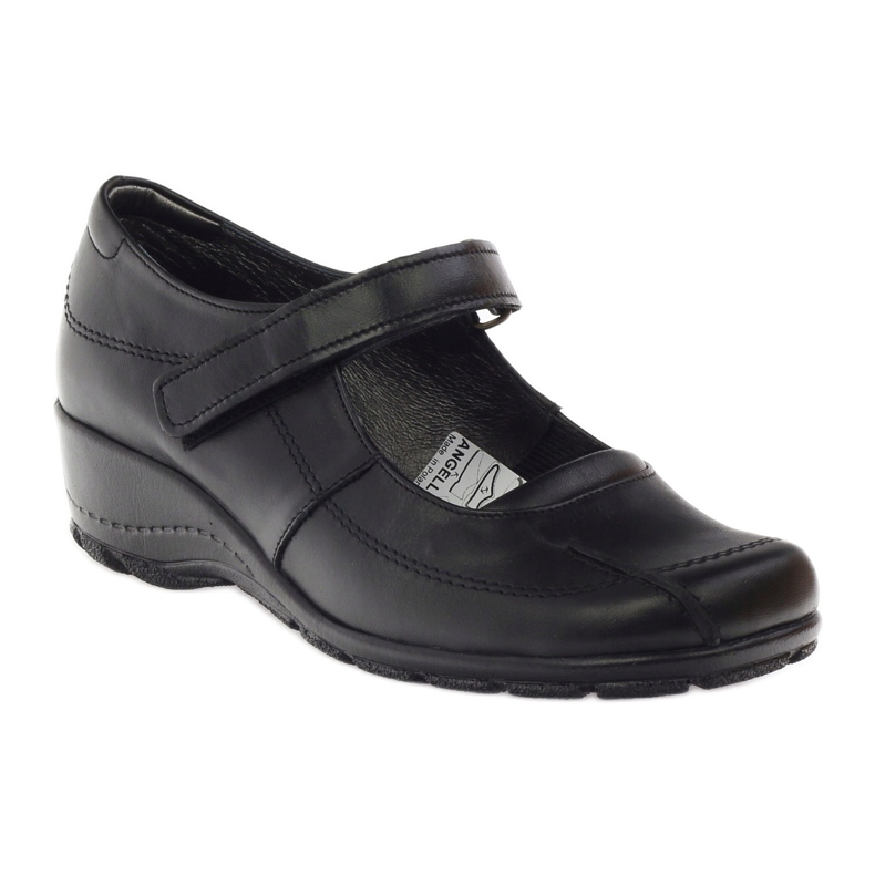 Décolleté con zeppe in pelle naturale Angello 371 nero 1
