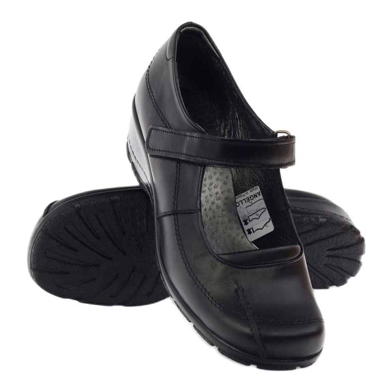 Décolleté con zeppe in pelle naturale Angello 371 nero 3