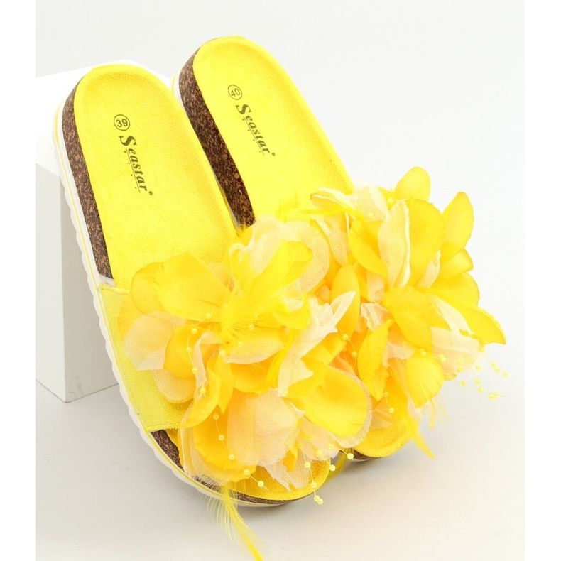 Pantofole in sughero con fiori giallo CK113P Giallo 1