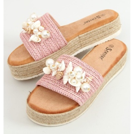 Pantofole espadrillas con conchiglie rosa CK117P Pink 1