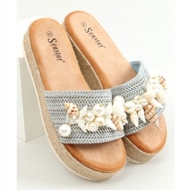 Espadrillas blu con conchiglie CK117P Blue 1