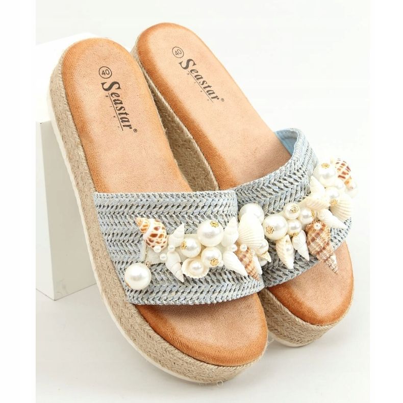 Espadrillas blu con conchiglie CK117P Blue 1