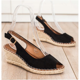 SHELOVET Sandali con zeppa casual nero 1