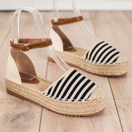 Clowse Espadrillas A Righe Con Fibbia beige marrone nero 1