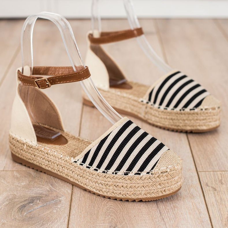 Clowse Espadrillas A Righe Con Fibbia beige marrone nero 1