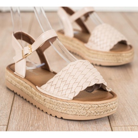SHELOVET Sandali espadrillas intrecciati beige 1