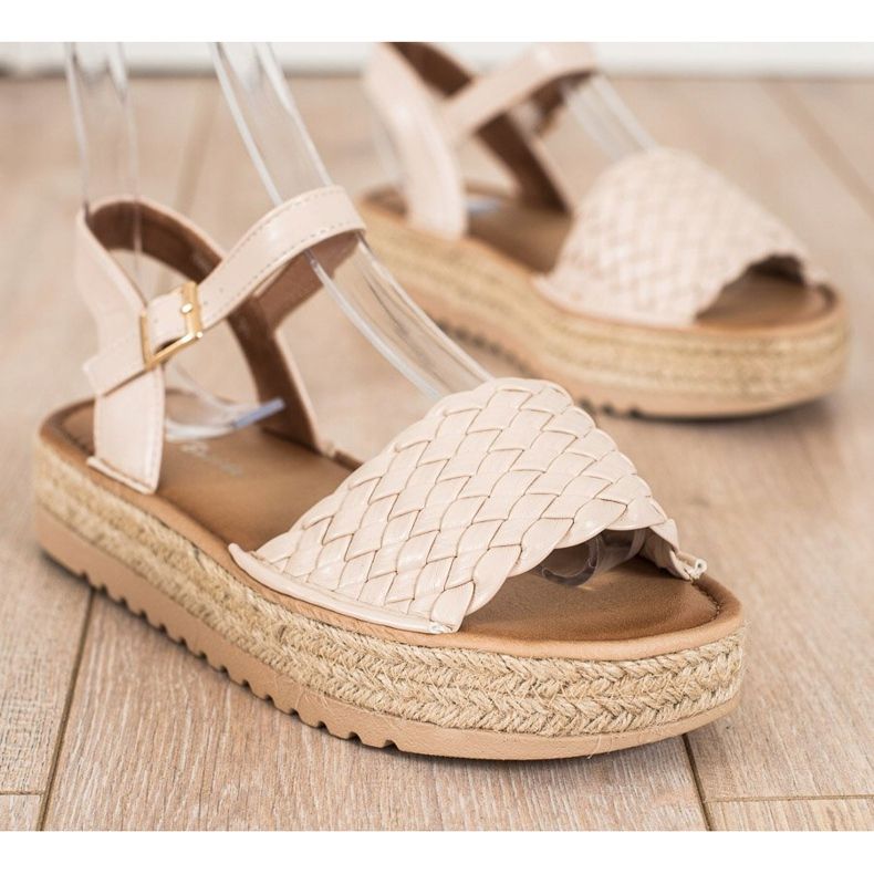SHELOVET Sandali espadrillas intrecciati beige 1