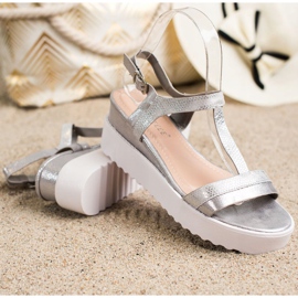 Bestelle Sandali con zeppa scintillanti argento grigio 1