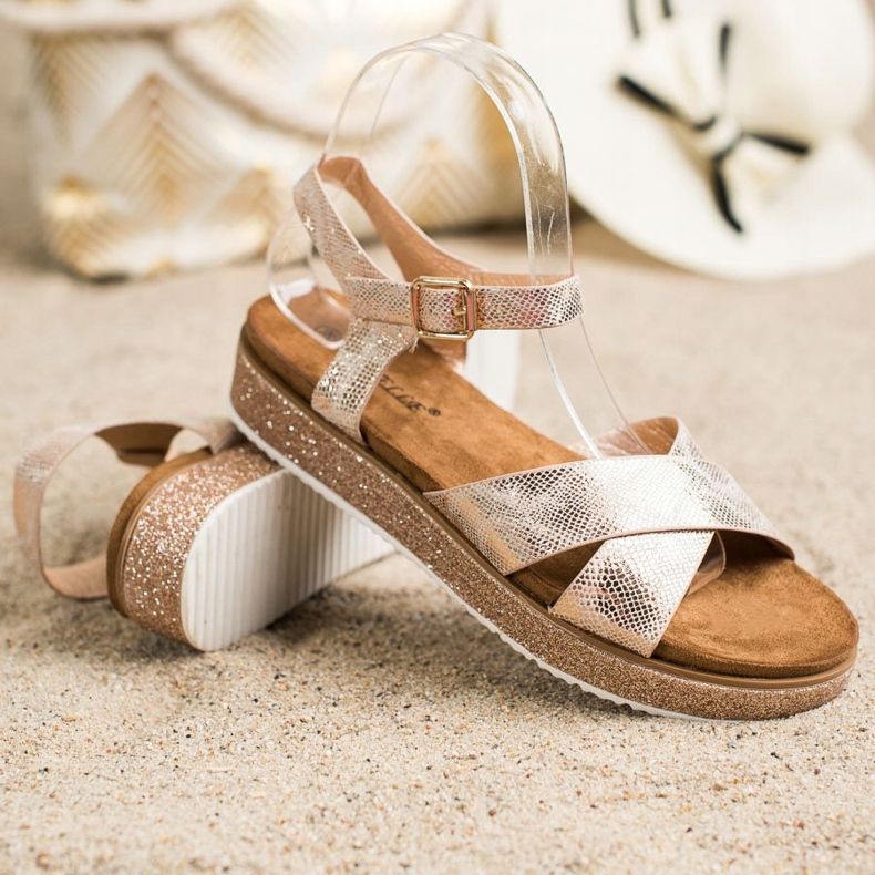 Bestelle Sandali Sulla Piattaforma Glitter d'oro 1