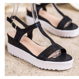Bestelle Sandali con zeppa scintillanti nero 1