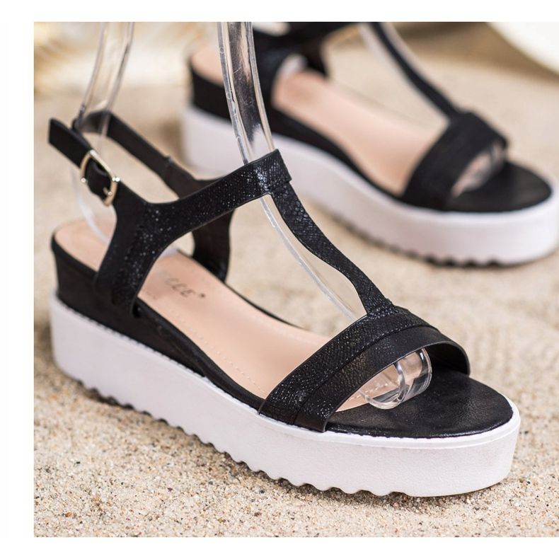 Bestelle Sandali con zeppa scintillanti nero 1