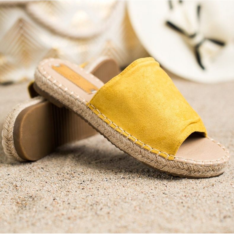 SHELOVET Pantofole classiche in pelle scamosciata giallo 1