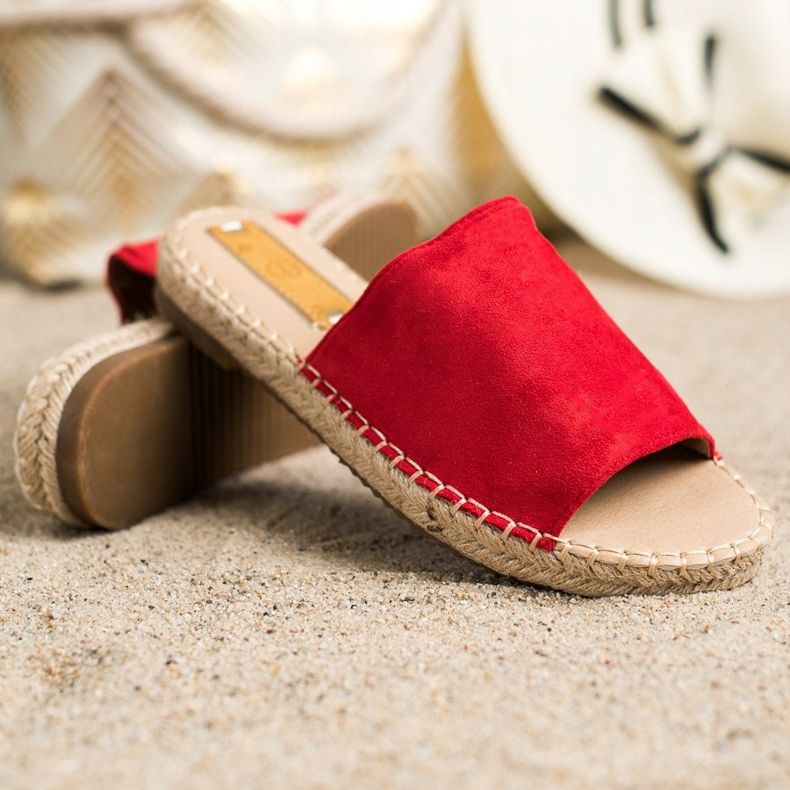 SHELOVET Pantofole classiche in pelle scamosciata rosso 1