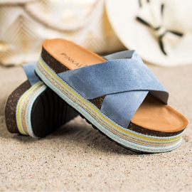 SHELOVET Pantofole in pelle scamosciata blu 1