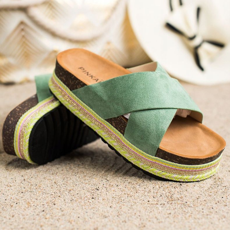 SHELOVET Pantofole Verdi Con Camoscio verde 1