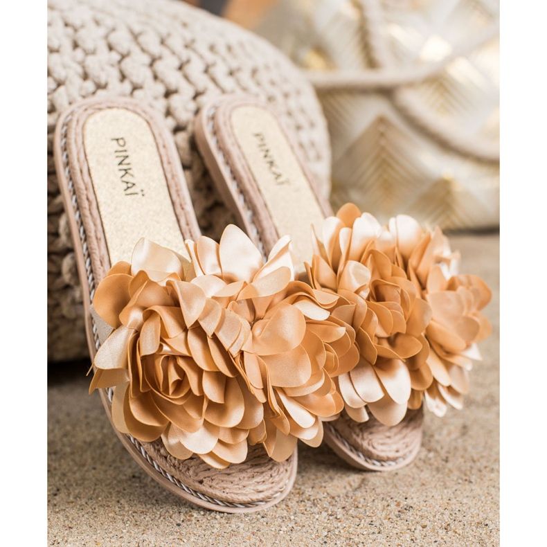 SHELOVET Pantofole Beige Con Fiore 1