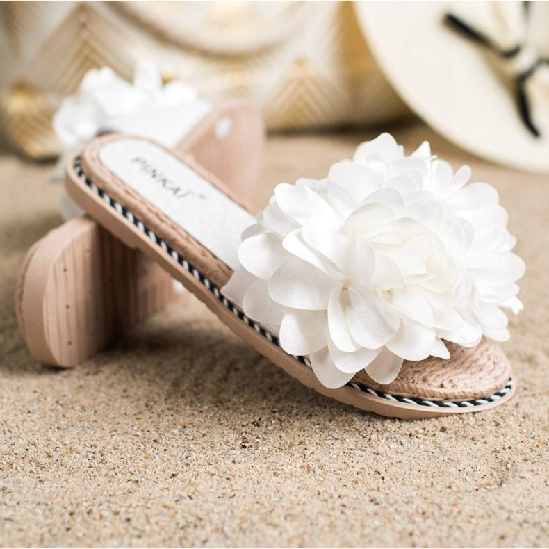 SHELOVET Pantofole Bianche Con Fiore bianca 1