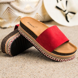 SHELOVET Comode pantofole in pelle scamosciata rosso 1