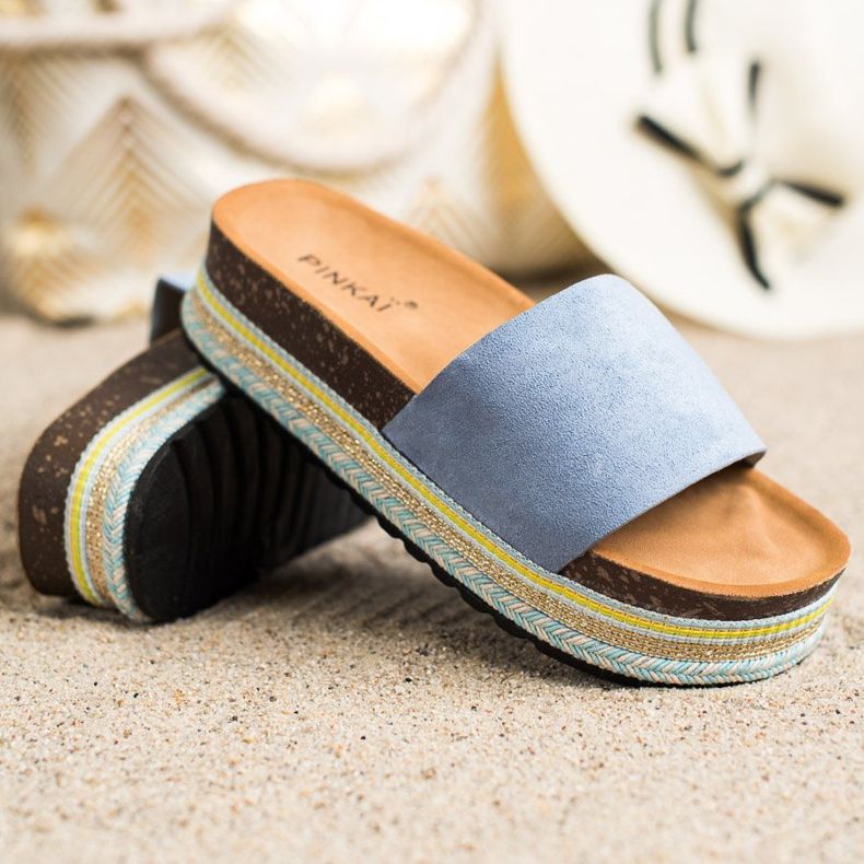SHELOVET Comode pantofole in pelle scamosciata blu 1