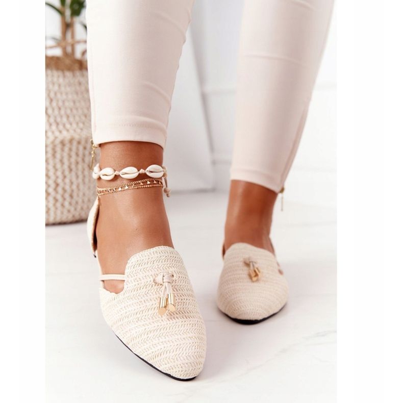 Ballerina Spitz Con Filo Intrecciato Lu Boo Beige 1