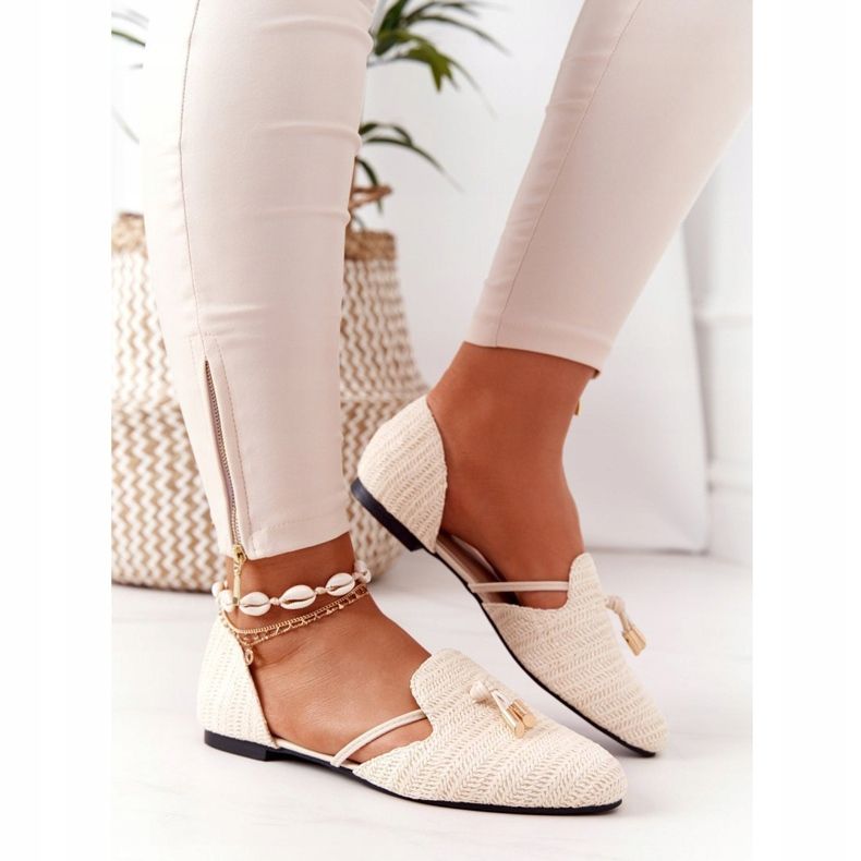 Ballerina Spitz Con Filo Intrecciato Lu Boo Beige 2
