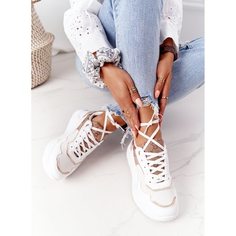 Scarpe sportive da donna Sneakers Bianco e Oro Melanie bianca d'oro 1