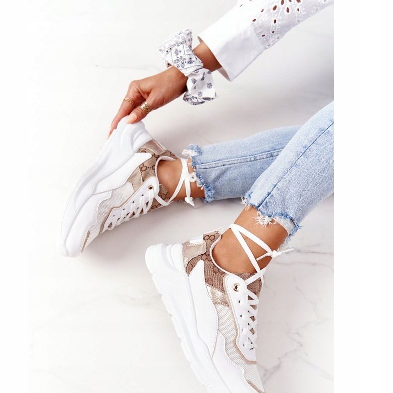 Scarpe sportive da donna Sneakers Bianco e Oro Melanie d'oro 2