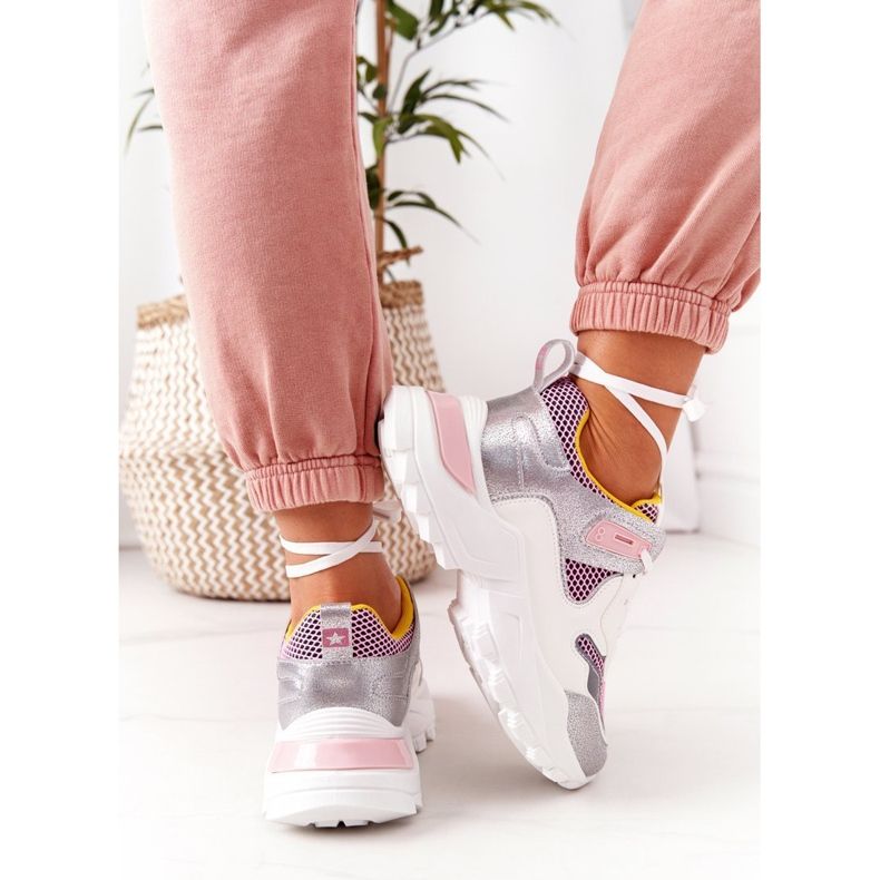 PE1 Scarpe Sportive da Donna Sneakers Bianco-Rosa Infinity 1