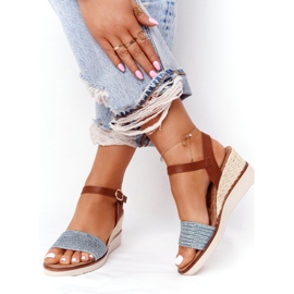 EVE Sandali Con Zeppa Intrecciata Blu Tenerife marrone 1