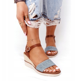 EVE Sandali Con Zeppa Intrecciata Blu Tenerife marrone 2