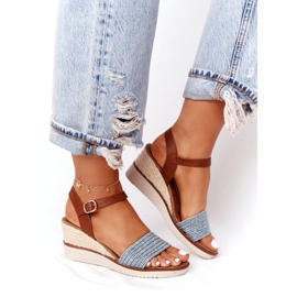 EVE Sandali Con Zeppa Intrecciata Blu Tenerife marrone 3