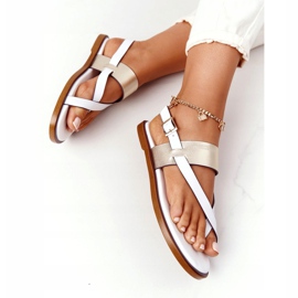 Sandali in Pelle Infradito Big Star HH274714 Bianco e Oro bianca d'oro 1