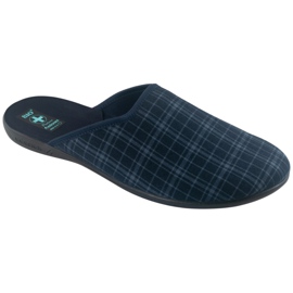 Ciabatte da uomo, Adanex 25951, a quadri blu navy 1