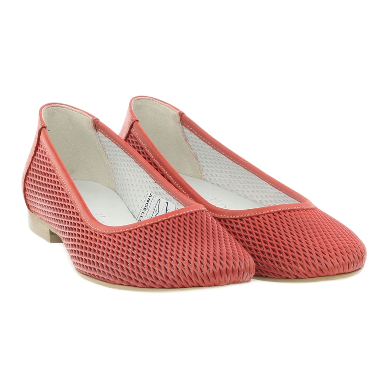 Angello Griglia rossa in pelle femminile ballerina rosso 4