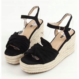 Sandali neri espadrillas su zeppe WH-3K63 Black nero 1