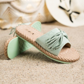 SHELOVET Ciabatte Con Frange verde 1