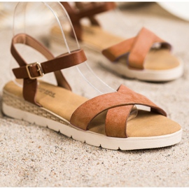 SHELOVET Sandali casual con fibbia marrone 1
