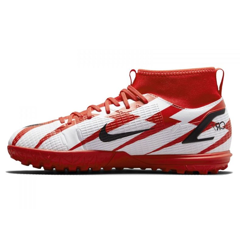 Nike Superfly 8 Academy CR7 Tf Jr DB2679-600 scarpe da calcio grigio/argento, bianco, rosso bianco 1