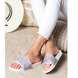SHELOVET Pantofole Con Ornamenti bianco argento 1