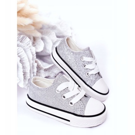 Sneaker argento glitter per bambini 888-1b d'argento 2