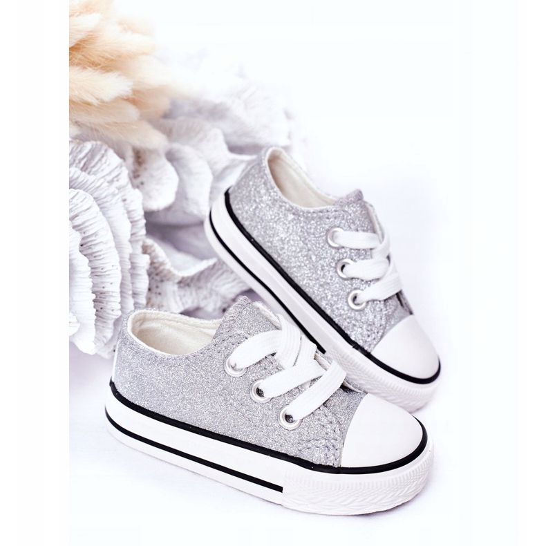 Sneaker argento glitter per bambini 888-1b 2